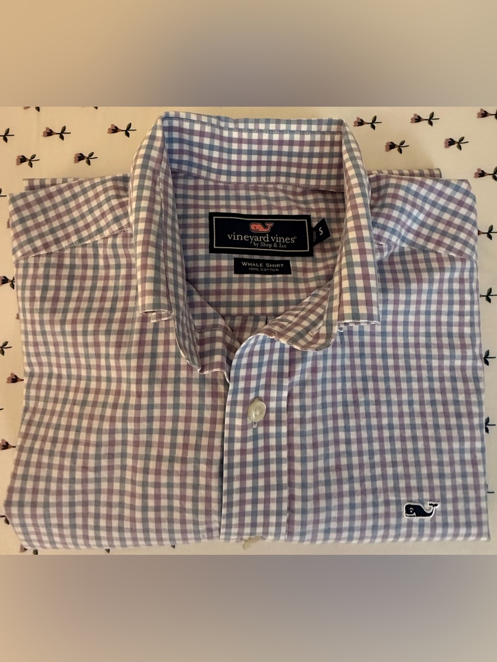 Vineyard Vines Whale Shirt – Purple/Grayish Blue Checkered – Men’s Small – EUC